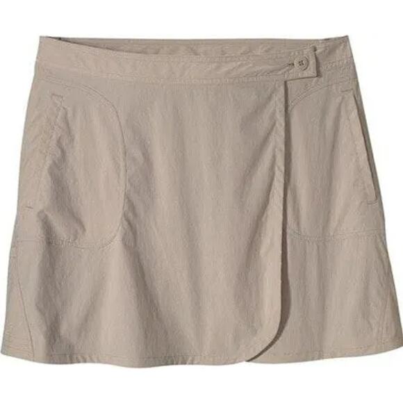 Patagonia Solimar Skort Skirt Wrap Front Button Closure Beige 6 - Picture 1 of 6